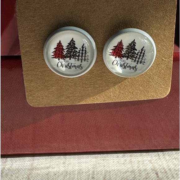 ❄️ SALE Holiday Christmas Tree Earrings Brand New Unworn Fashion Earrings 12 mm - Picture 5 of 6